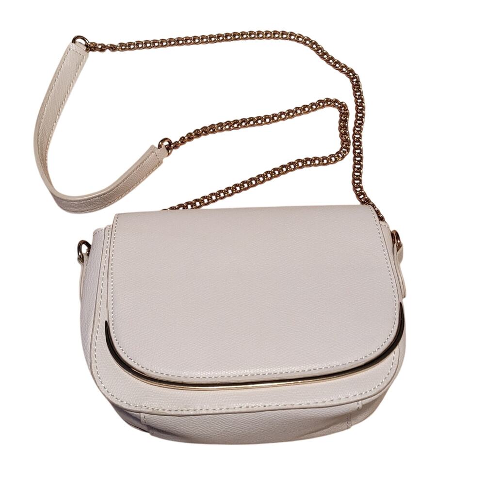 H&M SMALL CROSSBODY PURSE – OFF-WHITE – GOLD COLOR CHAIN STRAP – ELEGANT STYLE